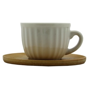 Perotti 6'lı Bambu Tabaklı Porselen Kahve Fincan Takımı