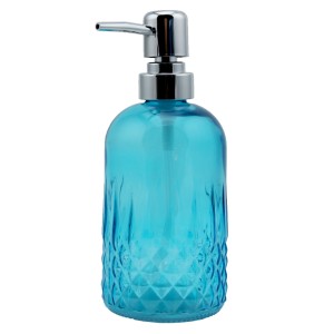 Menba Cam Yuvarlak Sıvı Sabunluk - Mavi