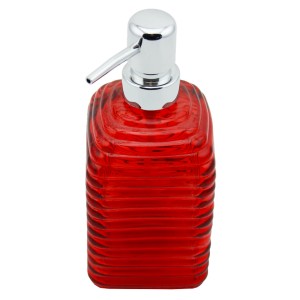 Menba Cam Kare Sıvı Sabunluk - Kırmızı