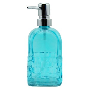 Menba Cam Kare Sıvı Sabunluk - Mavi