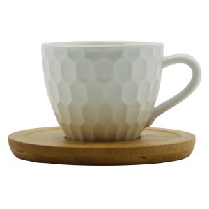 Perotti 2'li Bambu Tabaklı Porselen Kahve Fincan Takımı