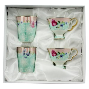 Carat 2'li Porselen Fincan Takımı - Çiçek - Pembe
