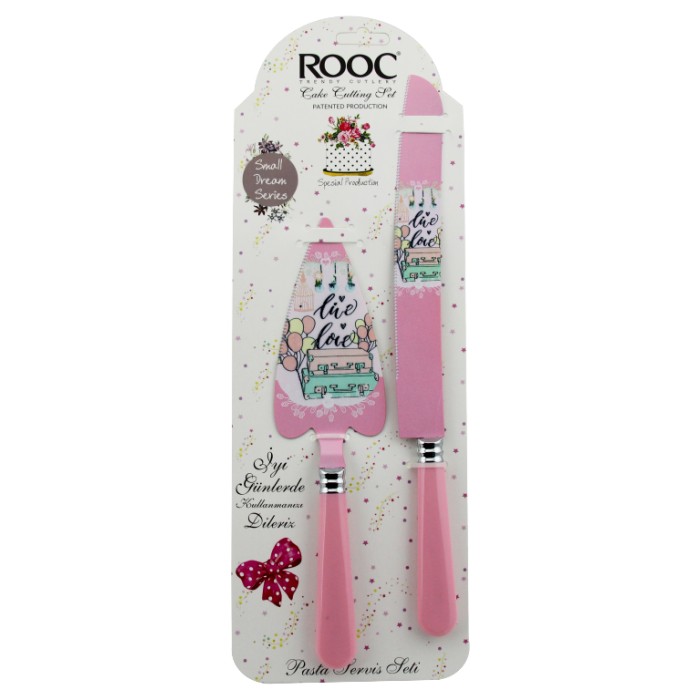 Rooc 2�li Pasta Servis Seti Pembe