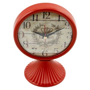 Rikon Antik Ayaklı Metal Masa Saati - Kırmızı