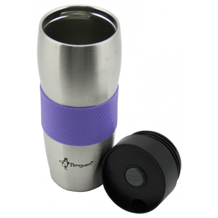 Penguen Renkli Çelik Kahve Termosu 360 ml Mor