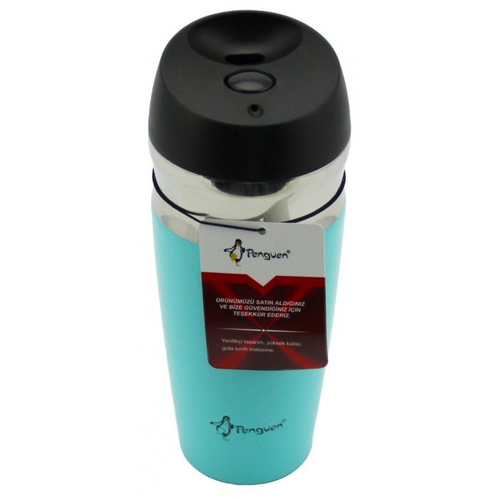Penguen Renkli Çelik Kahve Termosu 400 ml Yeşil